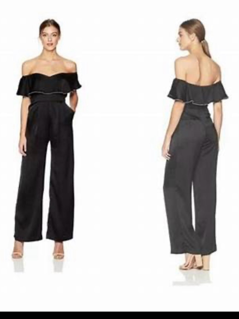 Elegant Black Off-Shoulder Jumpsuit with Beaded Trim